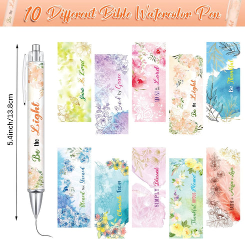 Tinlade 10 Pieces Christian Pens for Women, Inspirational Quotes, Bible Verse Ballpoint Pens for Office (Fresh Flower)