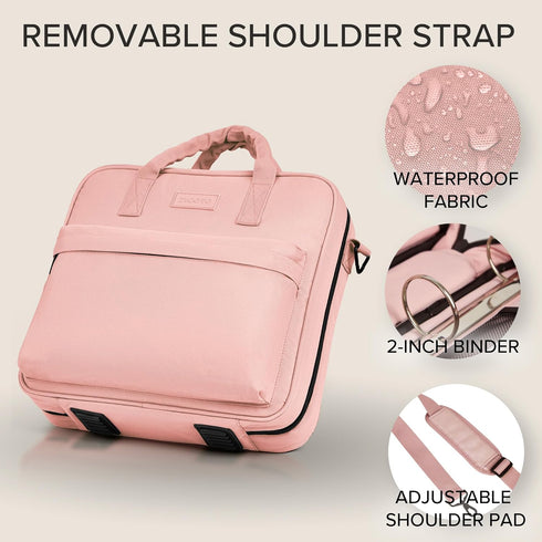 Sturdy 3 Ring Zipper Binder with Shoulder Strap, 2 Inch Zip Up Binder, Holds 500 Sheets, Durable Premium Fabrics