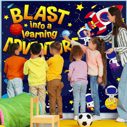 Outer Space Bulletin Board Classroom Decorations Set - Galaxy Planet, Spacecraft, Astronaut Paper Cutouts for