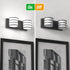 12.6 Inch 2-Light 6000K LED Bathroom Vanity Light - Black Fixture with White Acrylic Shades, Cool White, Mirror