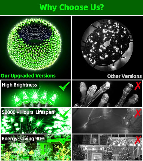 750 240FT Outdoor,12 Dimmable QUHUATU LED Christmas Lights Lighting Modes Christmas String Lights with Timer, Plug