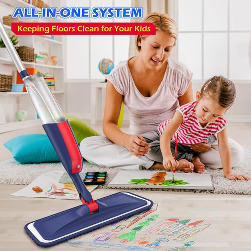 4 2 Commercial Spray Mops for Floor Cleaning: MEXERRIS Wet Dust Mops with Washable Pads for Swiffer Powermop