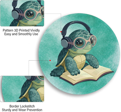 Cute Sea Turtle Mouse Pad, Round Mousepad for Desk, Funny Small Mouse Pads for Wireless Mouse Gaming Work Laptop, Mini