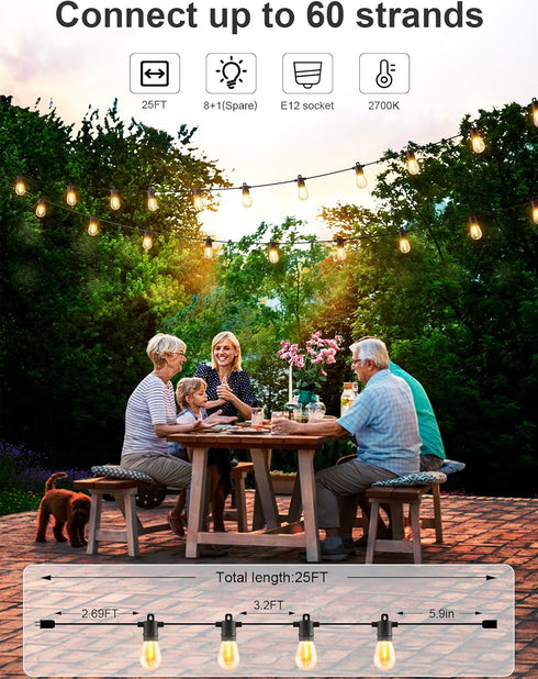 25 IP65 Bulbs, Svater Outdoor String Lights LED FT, Patio Lights for Outside Waterproof with Shatterproof LED Cafe