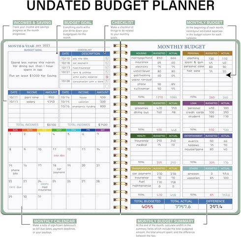 Notebook/Accounting A5(5.8" 8.2") Budget Planner - Monthly Financial Planner Organizer with Expense Budget Book/Expense