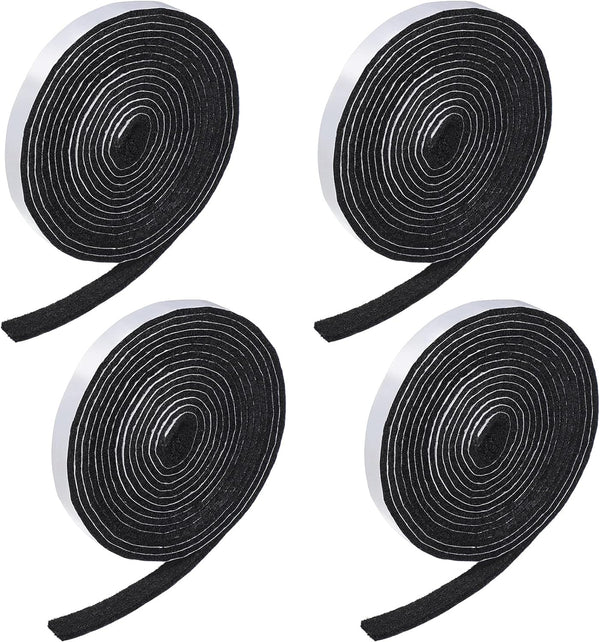 4 Rolls 120 Inch Felt Strip with Adhesive Backing for Protecting Furniture and DIY (Black, 0.5 Inch)