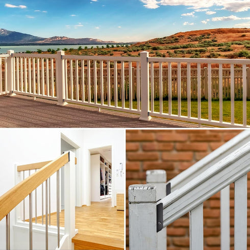 LukLoy 2x4 Brackets for Wood Rail, 50 Pack Black Deck Railing Brackets Connectors for 2’’ X 4’’ Wood Post