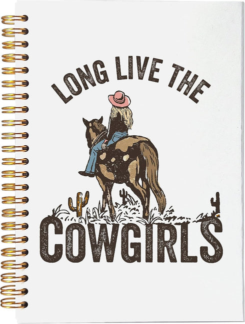 Western Notebook Journal - Long Live the Cowgirls Notebook, Cowgirl Gifts for Women, 5.5x8.3 Spiral Journal