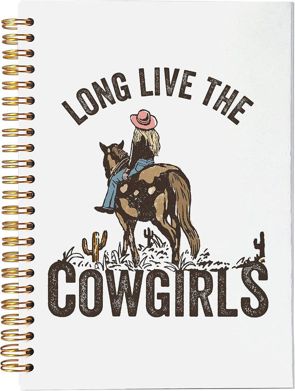 Western Notebook Journal - Long Live the Cowgirls Notebook, Cowgirl Gifts for Women, 5.5x8.3 Spiral Journal