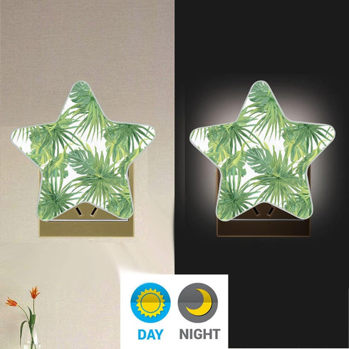 Burbuja 0.2W Tropical Leaves LED Night Light Plug into Wall Star-Shaped Nightlight Dusk to Dawn Auto Sensor for Bedroom