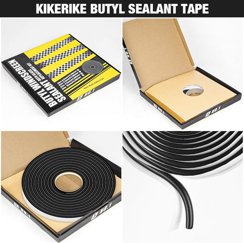 Butyl Rubber Tape Headlight Glue Sealant Rope, 14.8Ft Diameter 8mm for Automotive Window Door Sealing