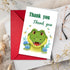 TNCDJKPA Cute Crocodile Thank You Card with Red Envelope - Watercolor Alligator Thanks Greeting Card for Kids Birthday