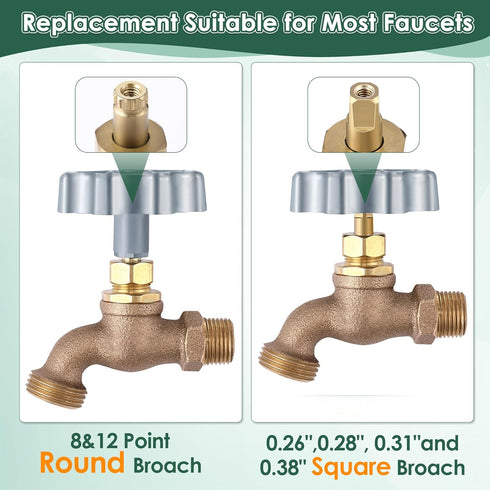 2 Pack 10006 8 &12 0.26", 0.28", 0.31"&0.38" Dreyoo Outdoor Faucet Handle, Water Spigot Handle Compatible with Danco