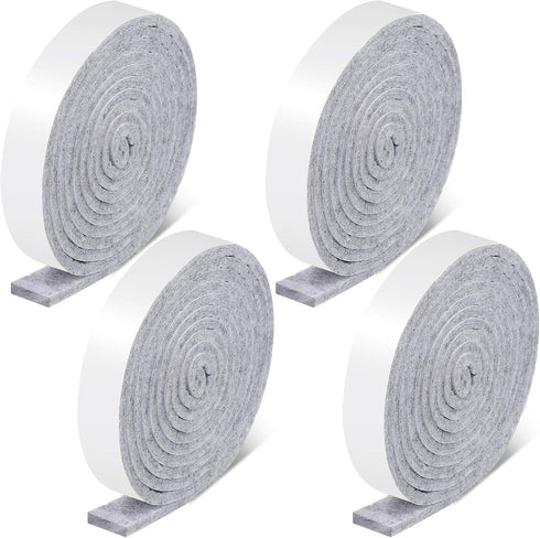 Zonon 4 Rolls 1/2 x 240 Inch Felt Strips with Adhesive Backing for Furniture Protection