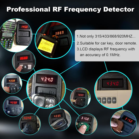 10 MHZ-1000 PL001 315/433/868/902MHZ, WOYO Car Key Fob Tester RF Frequency Tester MHZ, Remote Control Detector Infrared