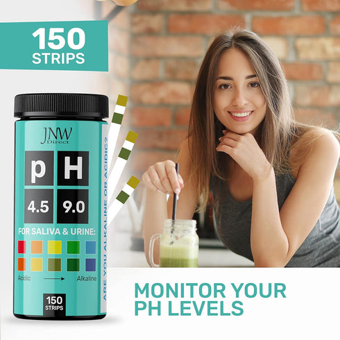 pH Test Strips for Urine and Saliva - 150 Litmus Paper Strips, Acidity Test Kit from JNW Direct