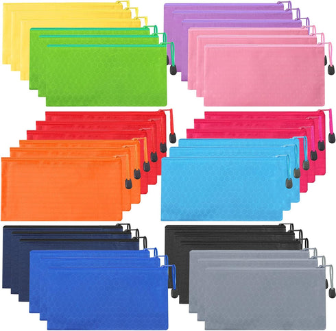 YACAISI 36Pcs Multicolor Pencil Pouch Bulk, Waterproof Zipper Pencil Bags for Office Supplies, Cosmetics, Travel