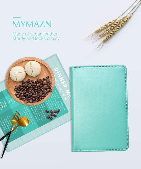Mymazn Server Books for Waitress, Organizer Wallet for Restaurant Waitstaff, Guest Check Book Holder, Turquoise Green