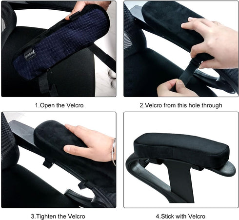 Memory Foam Chair Armrest Pad - Comfy Office Chair Cover for Elbows and Forearms Pressure Relief (Set of 2)