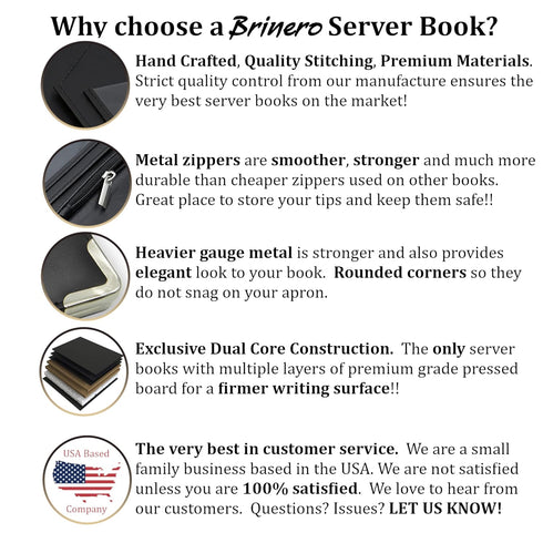 Professional Dual Core Server Book for Waitress, Deluxe Organizer with Metal Corners, Sturdy Surface, Server Books