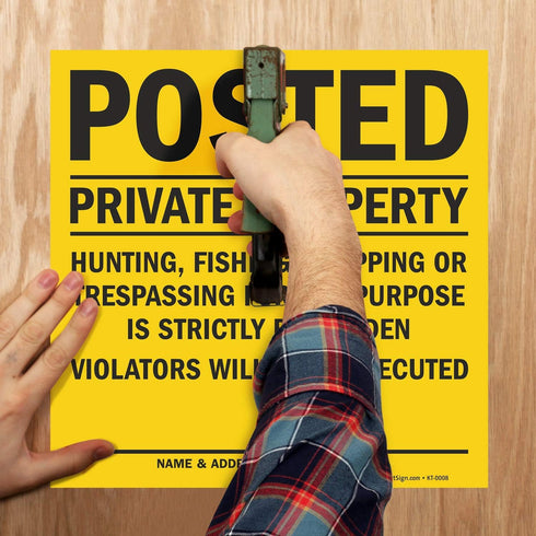 Smartsign “Posted - Private Property” Sign, 11" x 11" Plastic, Pack of 5, Made in USA