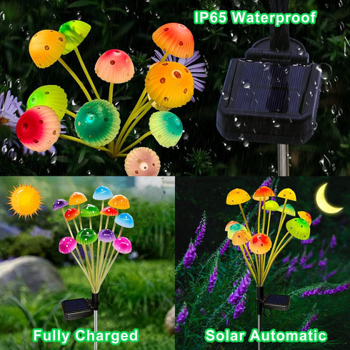 Solar Garden Lights - Upgraded 24LED Solar Mushroom Lights Outdoor, Waterproof Garden Decor for Lawn Front Porch Patio