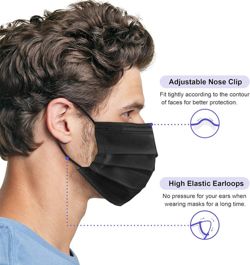 Disposable Face Masks, Pack of 100 Masks