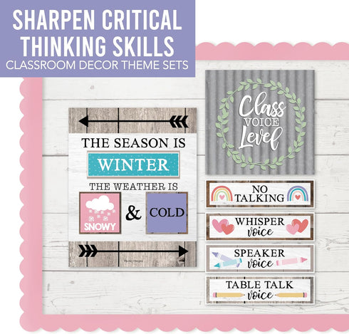 Hadley Designs Farmhouse Classroom Calendar Set, Bulletin Board Sets for Teachers, Classroom Decor
