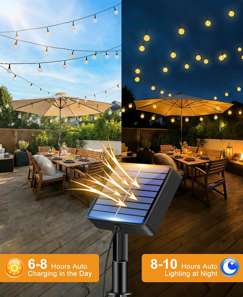 50 49 8 btfarm Solar String Lights Outdoor Waterproof, LED FT Solar Powered Patio Light, Lighting Modes Crystal Globe