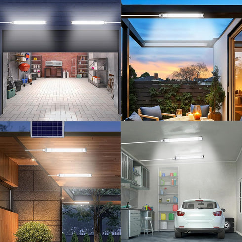 IP65 MEIHONG Solar Powered Shop Light with Dusk to Dawn Sensor, Waterproof Outdoor Shop Light, Solar Indoor Lights