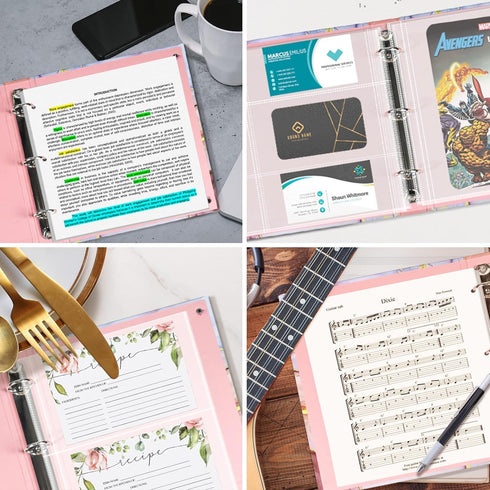 Mini 3 Ring Binder (Lightpink Marble) - 5.5 x 8.5 in, 1 Inch with Elastic Cord, Fits Loose Leaf Paper