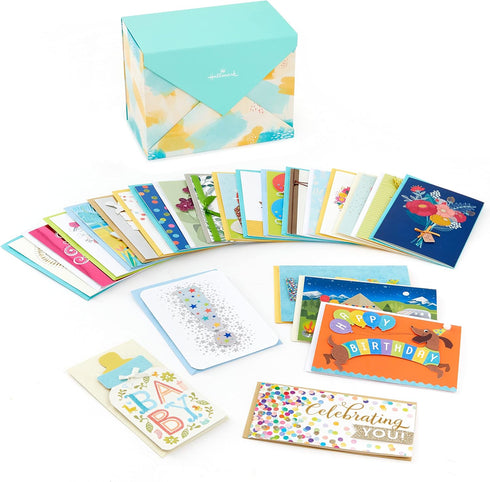 Pack 24 5EBN1002 Hallmark of Handmade Assorted Boxed Greeting Cards, Watercolor-Birthday Cards, Baby Shower Cards