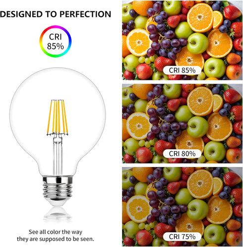 2PCS G125 Bulbs 8w 60 watt,E26 Bulb Lightbulbs 2700k 2PCS) Globe LED Light Equivalent Large Decorative Edison Light