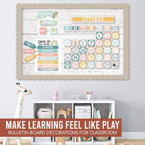 Boho Classroom Calendar Set Bulletin Board, Teacher Calendar for Elementary School Classroom Decor
