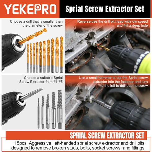 40 Set Set, Frozen, T15139 Pcs Bolt & Screw Extractor with Left Hand Cobalt Drill Bit Easy Out Broken Stripped Screw