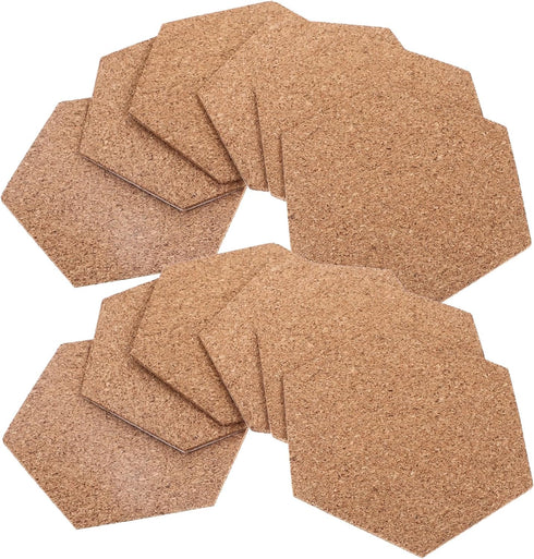 Ceramic Coasters 10pcs Hexagon Cork Boards Tiles Decorative Self-Adhesive Bulletin Board Memo Board for Home Office