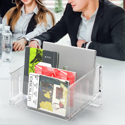 File Sorter Organizer, 5 Sections Acrylic Letter Tray for Desk, Mail Organizer Holder for Envelopes, Mail, Electronics