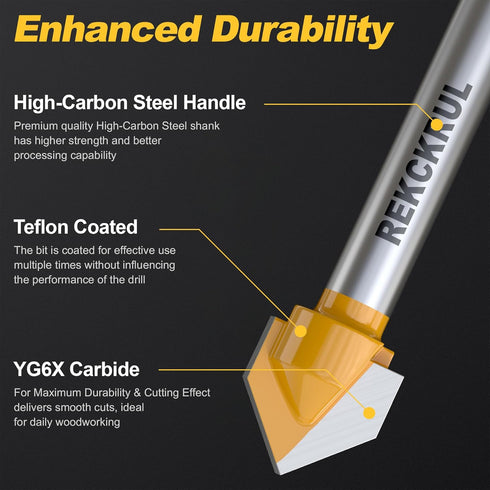 3 60/90/120-Degree 1/4" 1/2" Pcs V Groove Router Bits, Shank, Cutting Diameter, Carbide Tip Woodworking CNC Engraving
