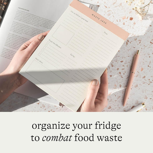 Waste Less Meal Planner Pad, Magnetic Grocery List, 52 Tear-Off Pages, 8 x 6 Inches