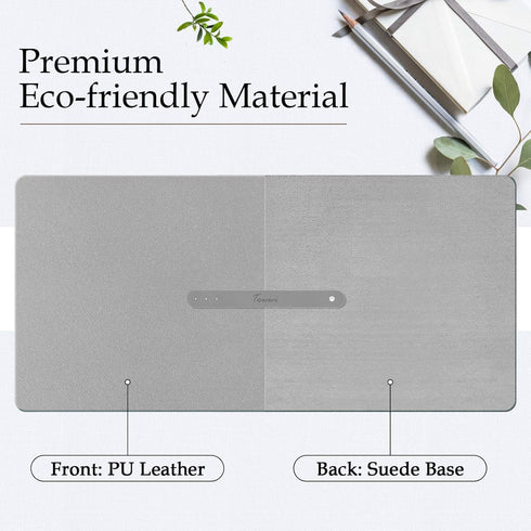 TOWWI PU Leather Desk Pad, Large 32” x 16” Waterproof Writing Mat, Multi-Color Non-Slip Mouse Pad with Suede Base (Gray)