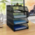 Natwind 4-Tier Stackable Paper Tray, Metal Mesh Desktop Organizer for Paper, Letter, and Document Storage