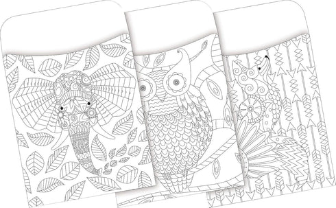 Barker Creek Peel & Stick Library Pockets, Color Me Boho Animals, 30 per Pkg (3 Designs)