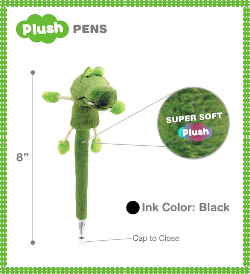 Puzzled DolliBu Green Alligator Plush Pen - Cute and Soft Wild Life Stuffed Animal Ballpoint Novelty Pen Toy, Writing