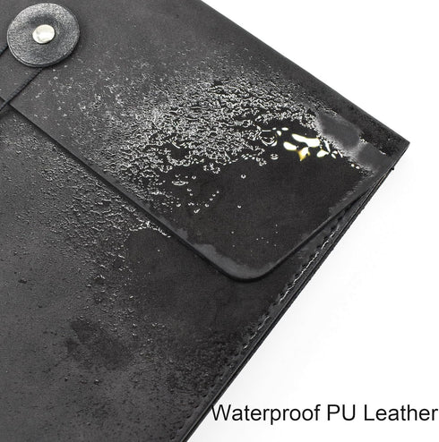 VANRA Vertical PU Leather Envelope File Folders, Expanding Document Holder for A4 Letter Size Paper, Black