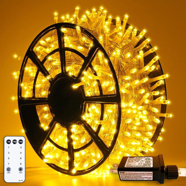 JMEXSUSS 500 LED Warm White Christmas Lights Indoor Outdoor, 163ft Clear Wire