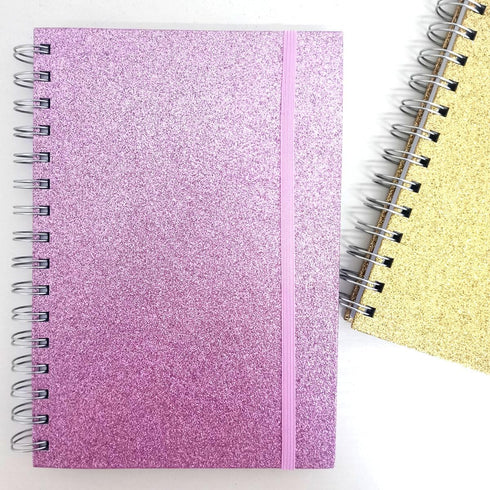 Glittery Pink Spiral Notebook, 2Pack Hardcover Journals for Note Taking, 180 Pages, 8.2” x 6”, Thick Paper