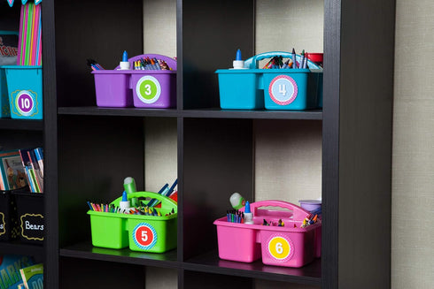 Teacher Created Resources Lime Portable Plastic Storage Caddy, 6-Pack for Classrooms, 3 Compartment Organization
