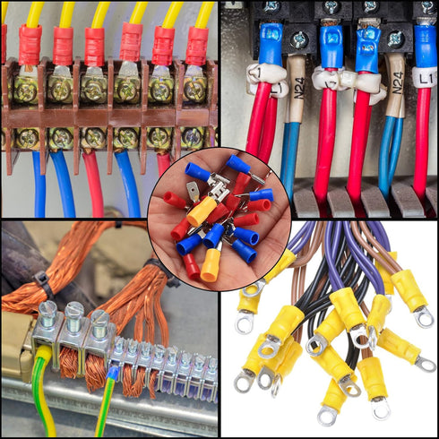 300 Pcs Insulated Electrical Connectors, Fork Ring Spade Butt Quick Disconnect Crimp Terminals Lugs Set, Male/Female