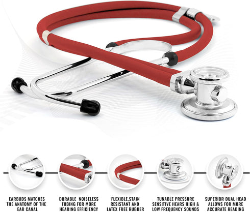 9-Piece Set ASA Techmed Medical Diagnostic Kit - Nursing Student Starter (Red)