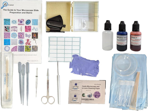 Rs' Science Set, Microscope Slide Accessory Kit - Standard Including Methylene Blue & Eosin Y Stains